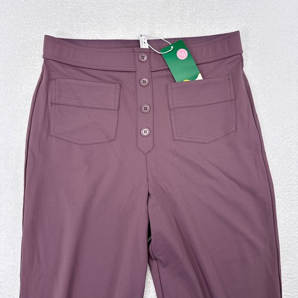 Halara Pants Womens Size Large Pink High Rise Wide Leg Baggy Career Pockets NEW - Picture 3 of 10